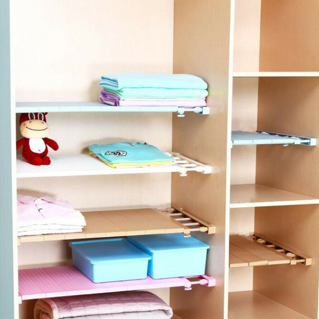 Expandable Shelf Closet Organizer Storage Adjustable Rack Rod Pink 38-55cm