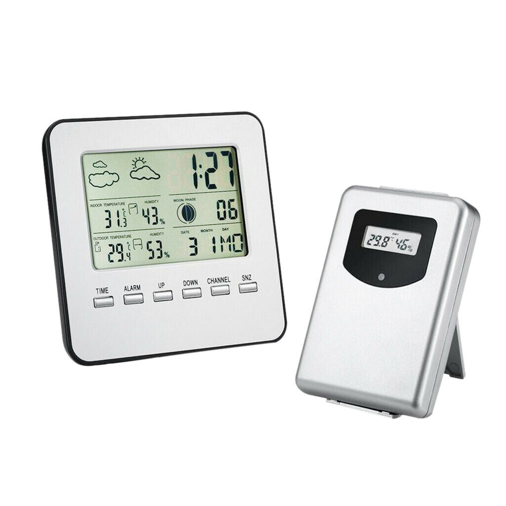 Digital Weather Thermometer Home Alarm Clock Indoor Outdoor Wireless Station