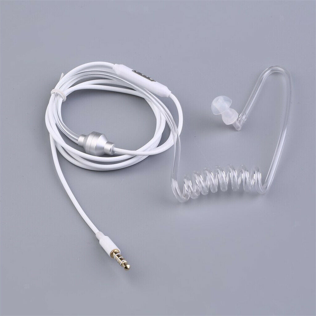 Anti-Radiation Spiral Air Tube Earphone Headphone Headset White/Black White
