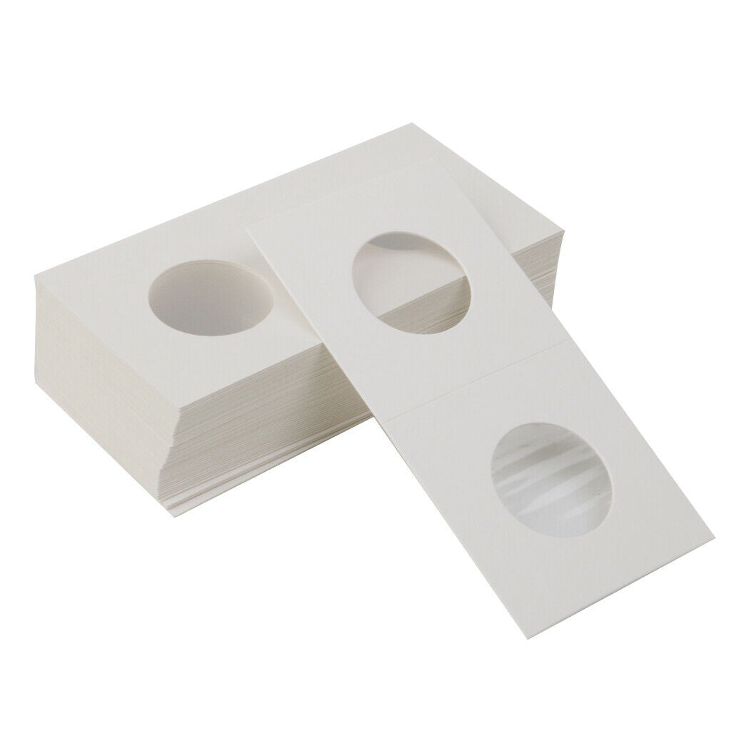 100X Cardboard Coin Holder Flip Mylar Coin Collection Case 27.5 / 35mm White