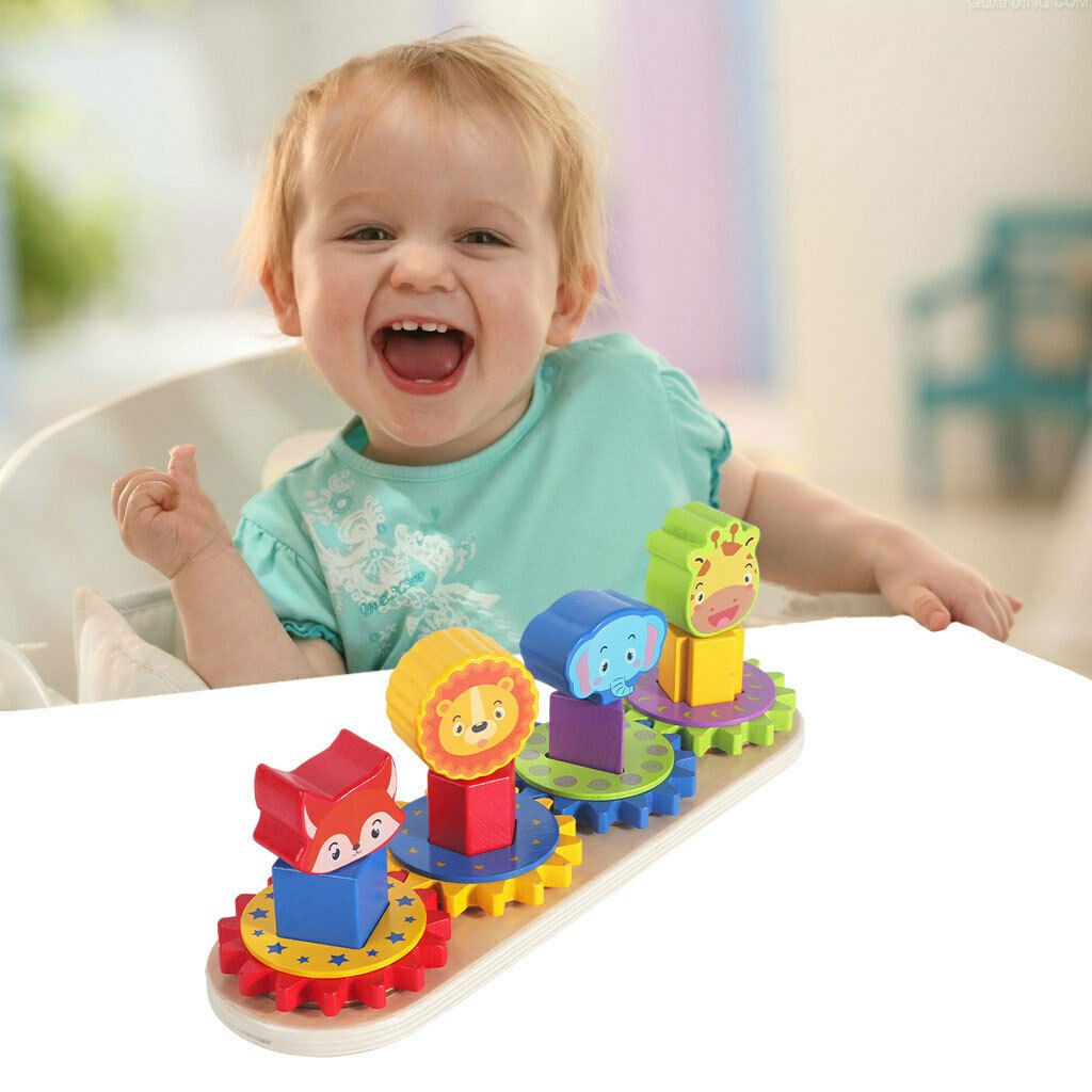 Stacking Block Toys Animal Shape Color Recognition Gear Puzzle Preschool