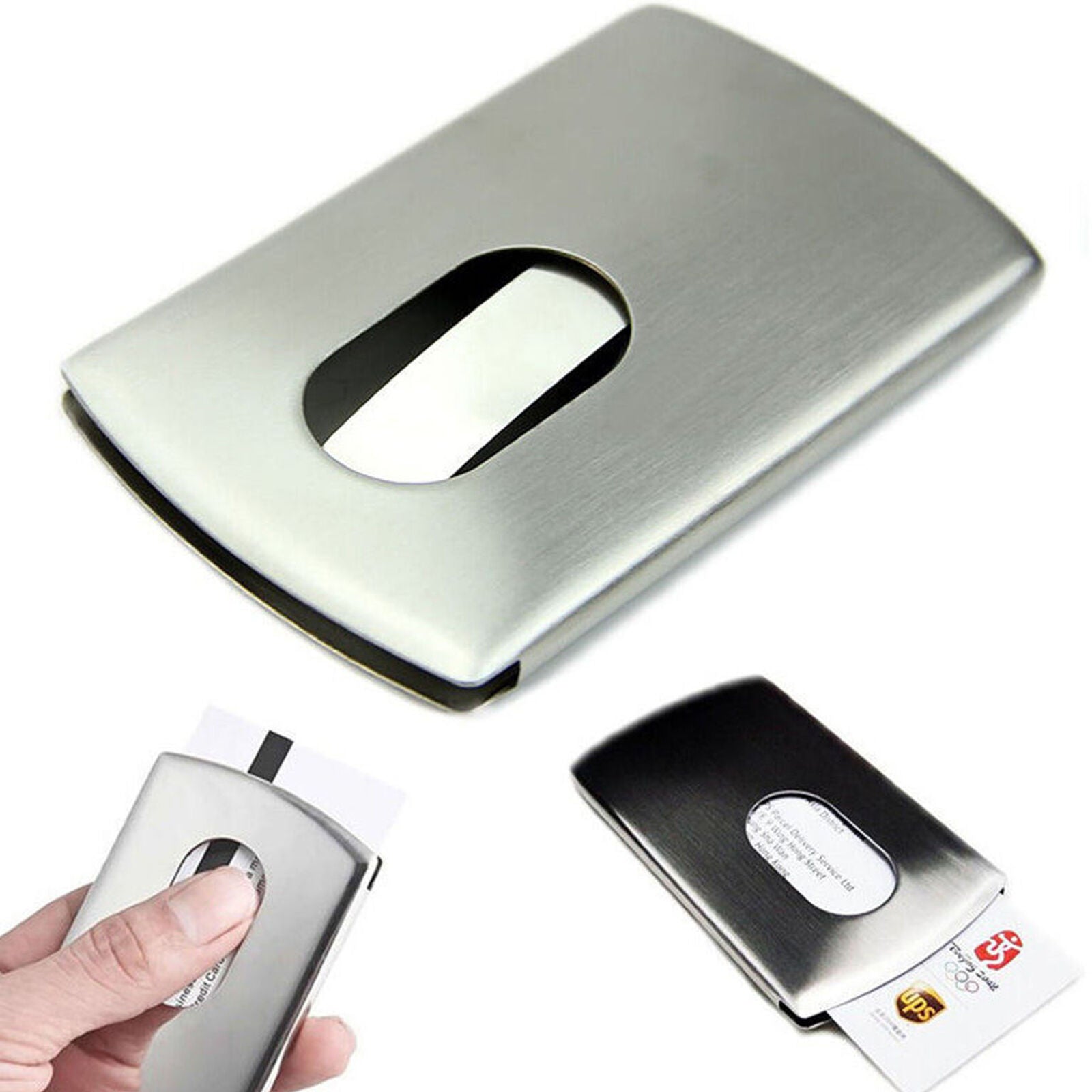 1 PC Wallet Business Stainless Steel Name Credit ID Card Holder Pocket Case