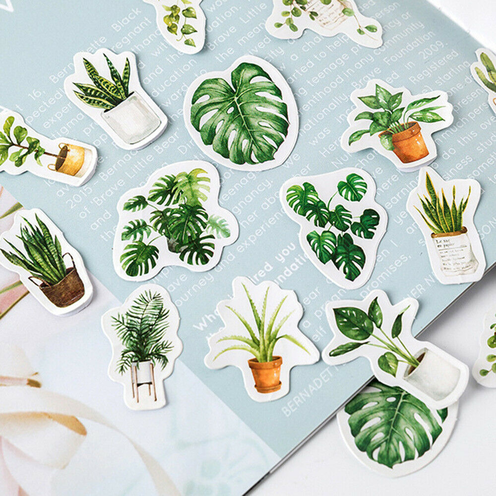 45PCS Green Plants Potted Pattern Stickers Scrapbooking Diary Album Decor DIY