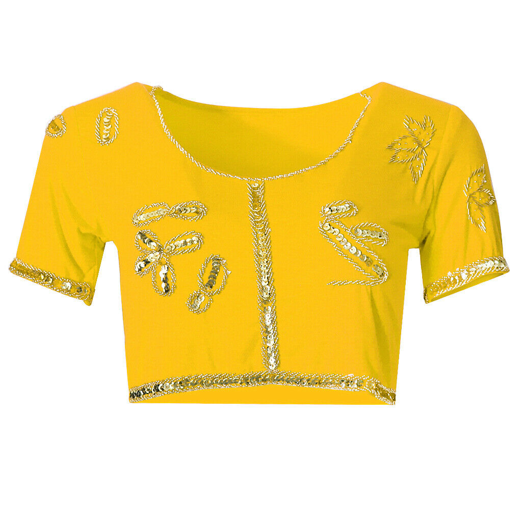 Yoga Belly Dance Tops Scoop Neck Crop Top Dance Performance Costume  Yellow
