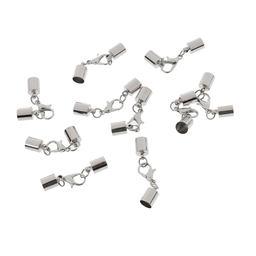 10Pcs Cord End Caps Buckles Lobster Clasps for Necklace Jewelry Findings
