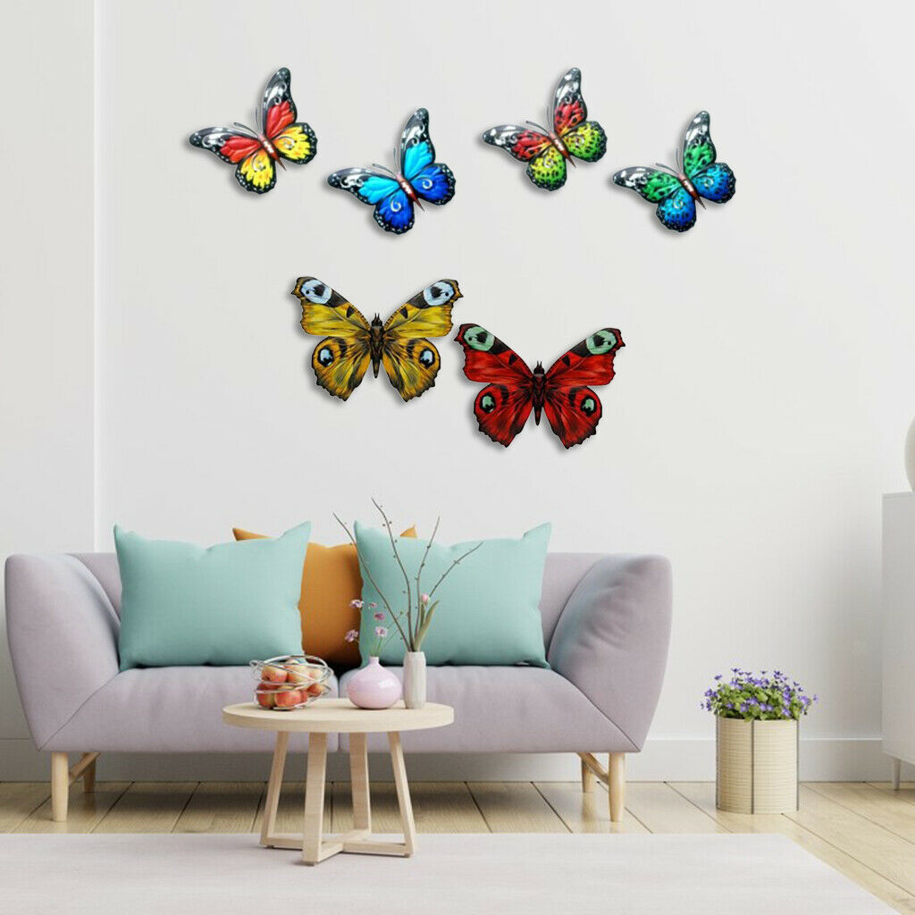 6Pcs Vibrant Metal Butterfly Wall Decoration for Indoor Outdoor Garden Yard