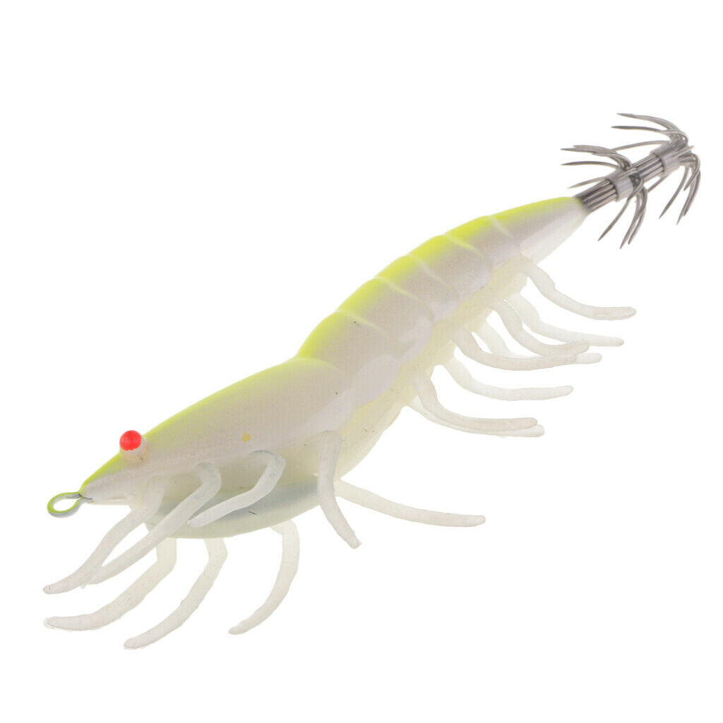 Squid Jig Hard Fishing Lures Shrimps Prawn Luminous Tail Glow in Dark Artificial
