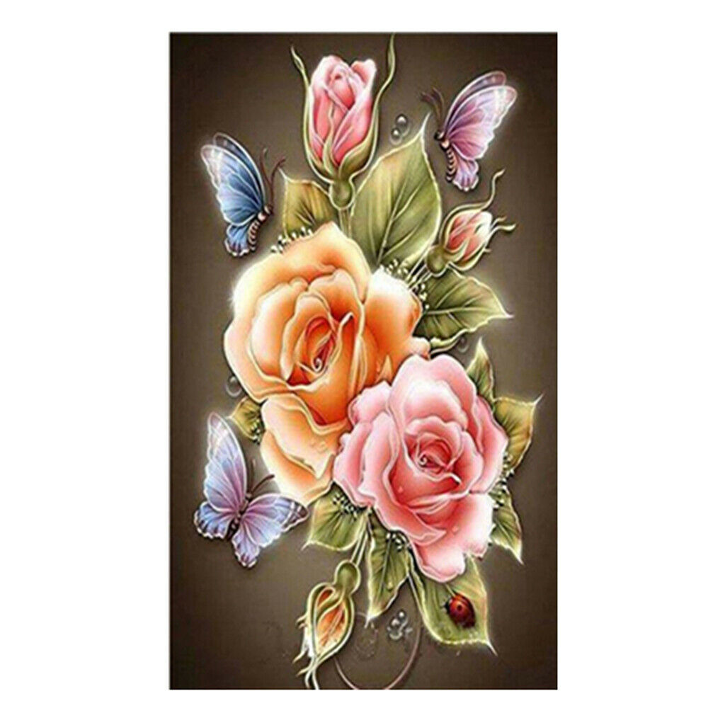 Pink Flowers Rhinestone Picture f/ Home Decor Living Room Decor 30x20cm