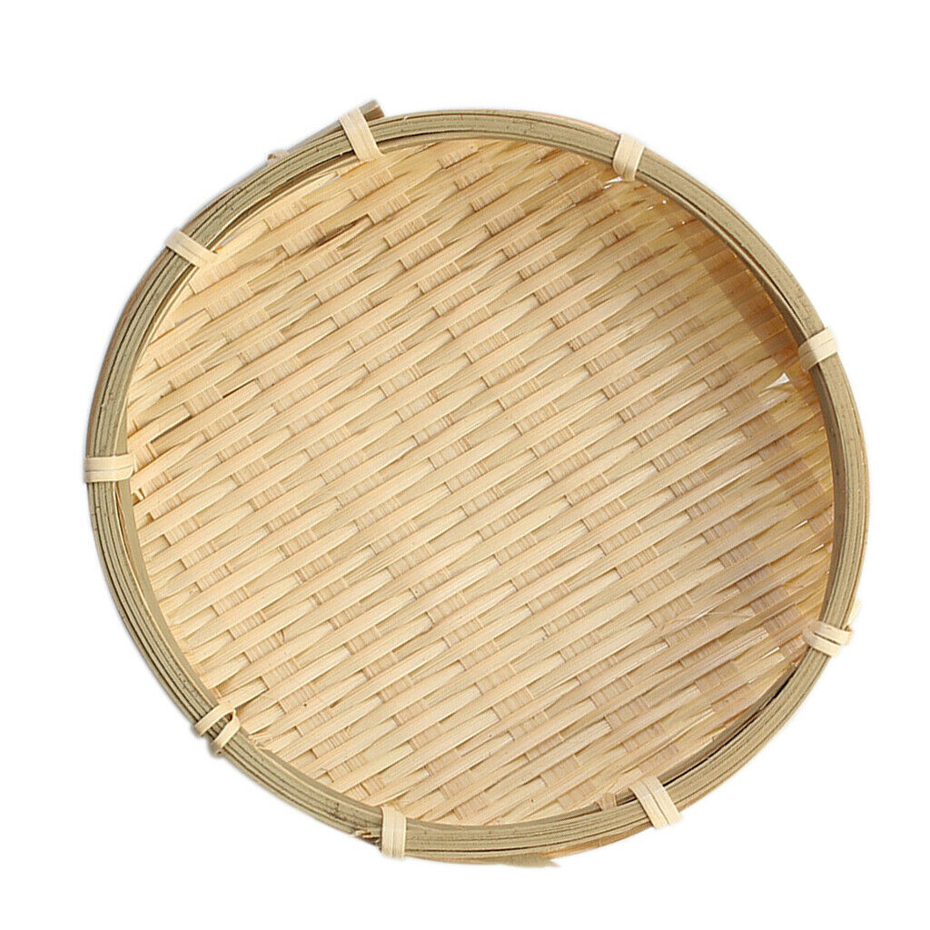 2 pieces Bamboo Plate Bamboo Weave Sieve Groceries Baskets Circular Receive