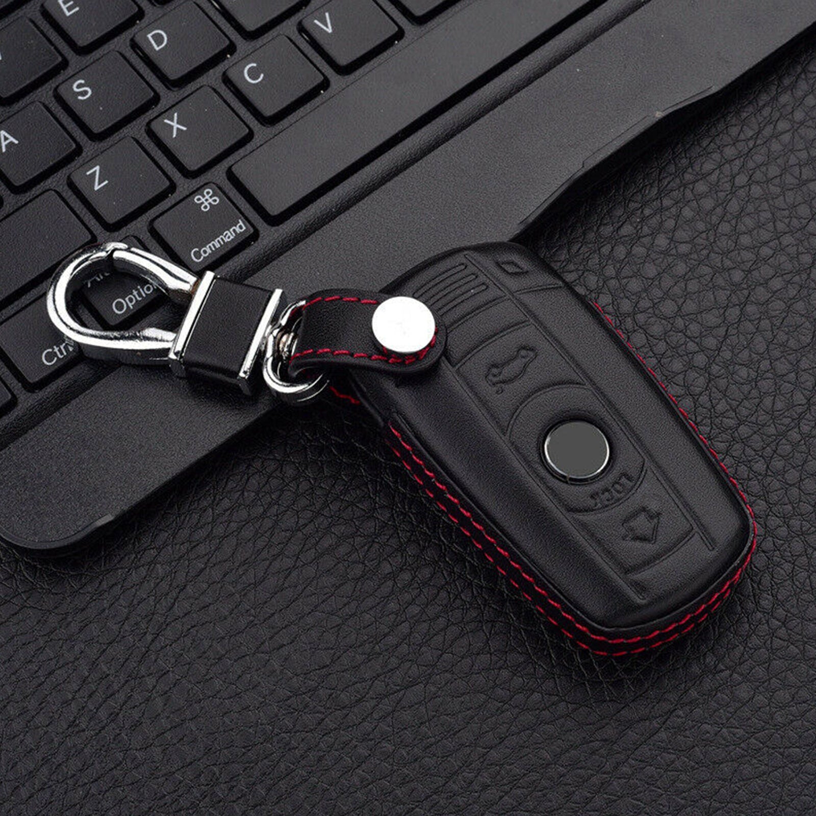 For BMW 1 3 5 Series 2 Button Holder Leather Remote Fob Bag Car Key Cover Case