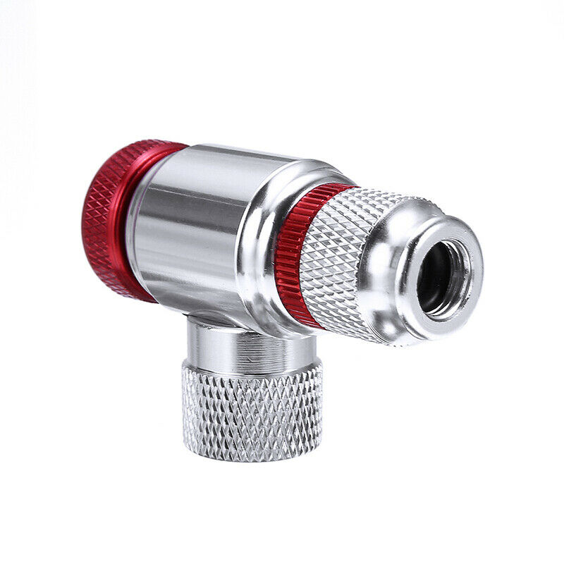 Portable Bike Bicycle Tire Air/ CO2 Inflator Pump Valve Head Presta/Schrader Red