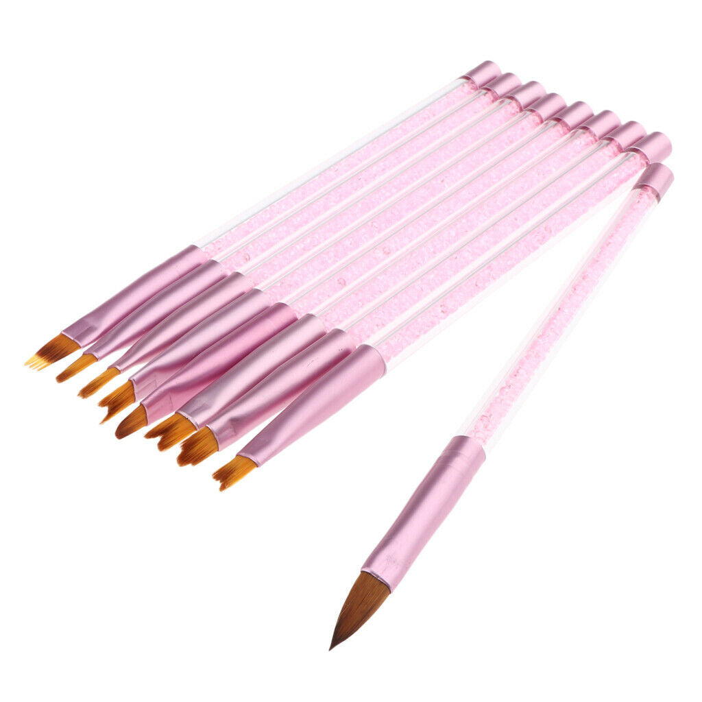 9x UV Gel Acrylic Nail Art Polish Builder Painting Drawing Brushes Pens Set