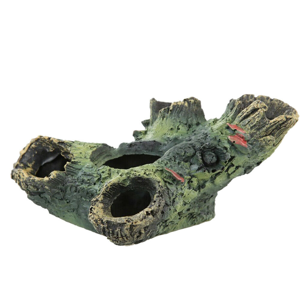 Set Of 2 Fish Tank Aquarium Decor Ornaments Hollow Tree & Mountain Cave