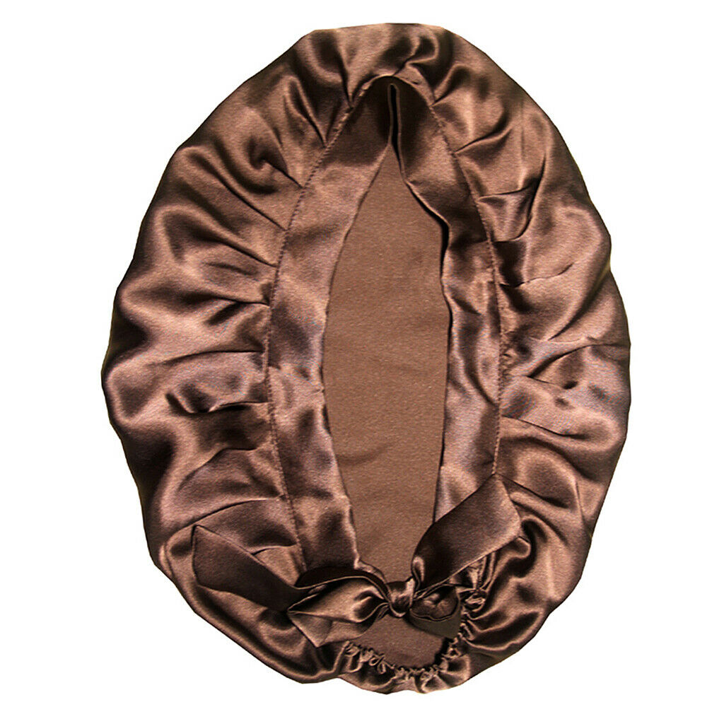 2 Pieces Women Lady 100% Silk Nightcap Sleep Hat Head Wrap Hair Care Bonnet