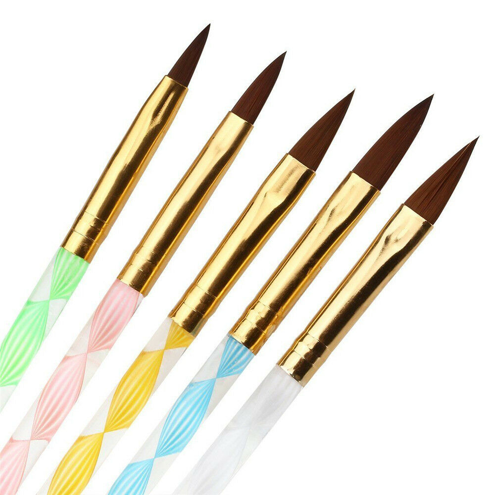 5PCS Acrylic Nail Art UV Gel Carving Pen Brush Liquid Powder No.2 4 6 8 10 ~