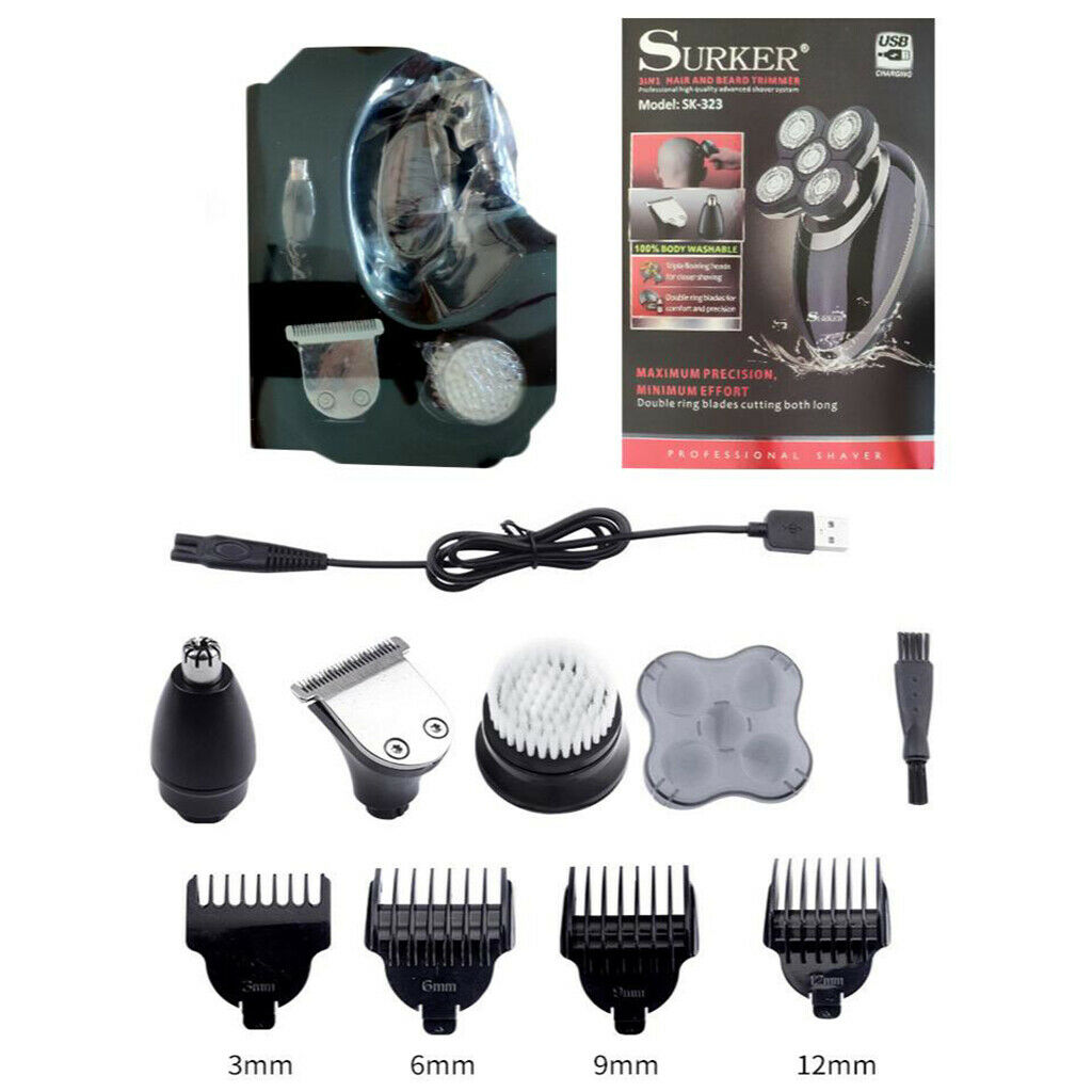 5-Head Multi-functional Shaver Rotary Beard Bald Rechargeable Cordless Razor
