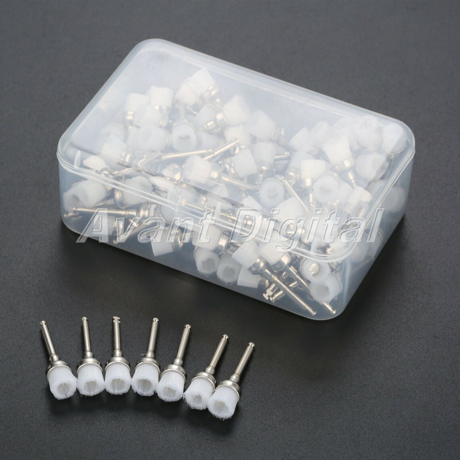 100pcs Lab Clinic Dental Prophy Brushes Polishing Flat Polisher White 2.8cm+ Box