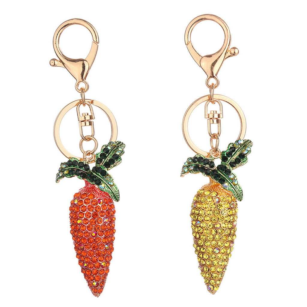 Rhinestone Key Chain Car Key Ring Accessory Crystal Bag Decor Keyring Orange
