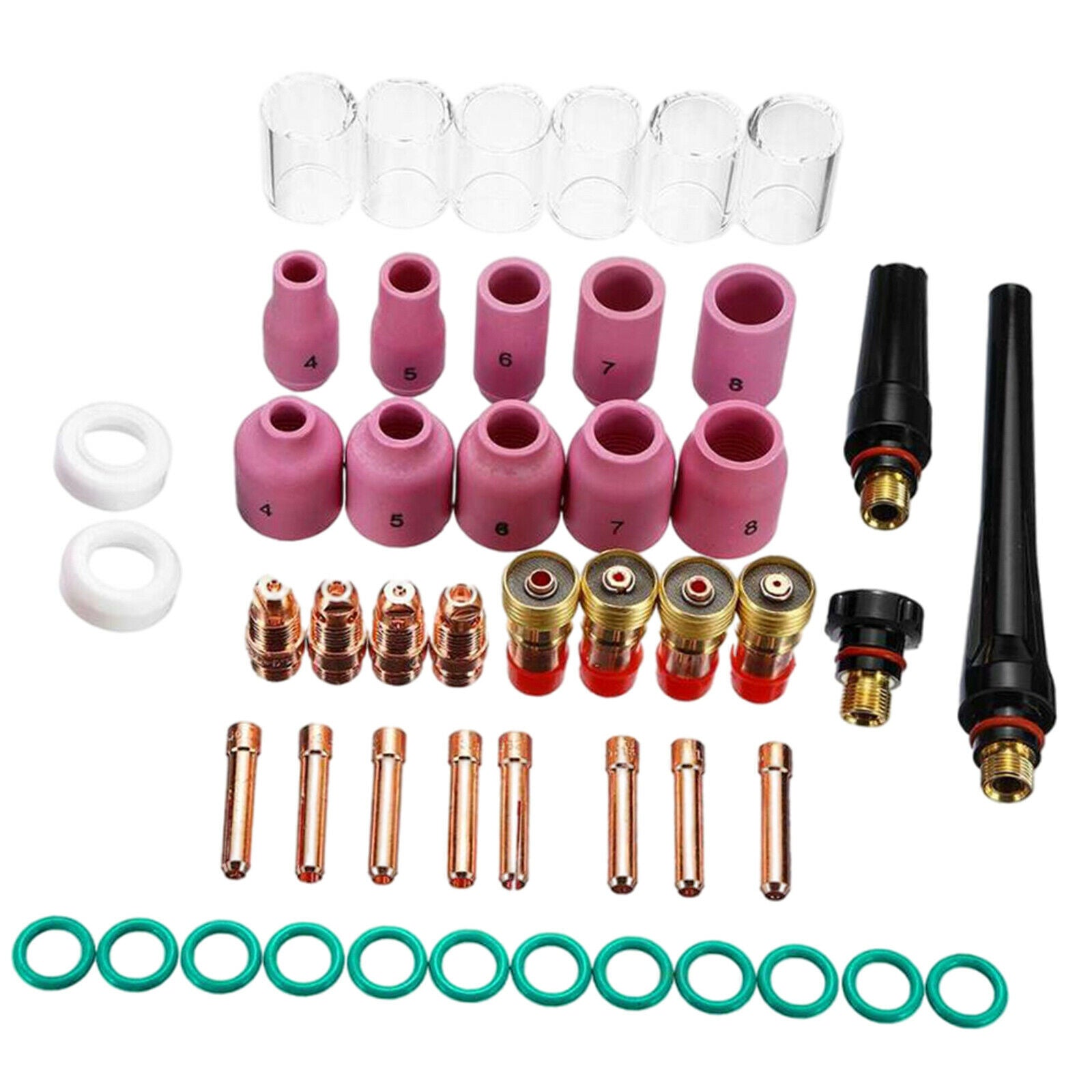 49Pcs/Set Torch TIG Welding Kit Stubby Collets Body Gas Lens for WP17 18 26