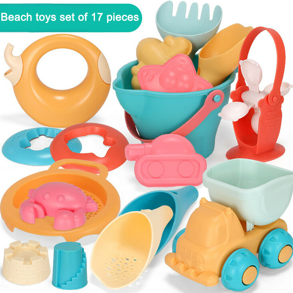 Beach Toys Kit Summer Toys Bucket Outdoor Yard Play Kids Gifts Age 3+ 17pcs