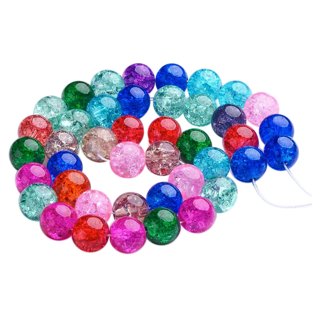 42x Multicolor Glass Crackle Beads Round glass beads for DIY