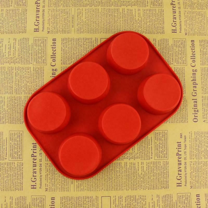 6 Cavity Cylinder Cake Baking Molds Soft Silicone Chocolate Candy Non-stick Bake