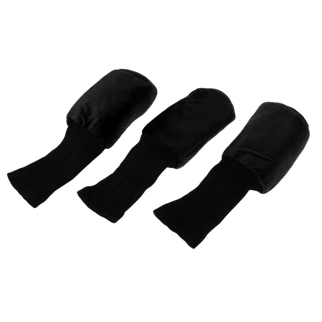 Lots 3 Durable Black Golf Club Head Cover Hybrid Headcover Sleeve Protector