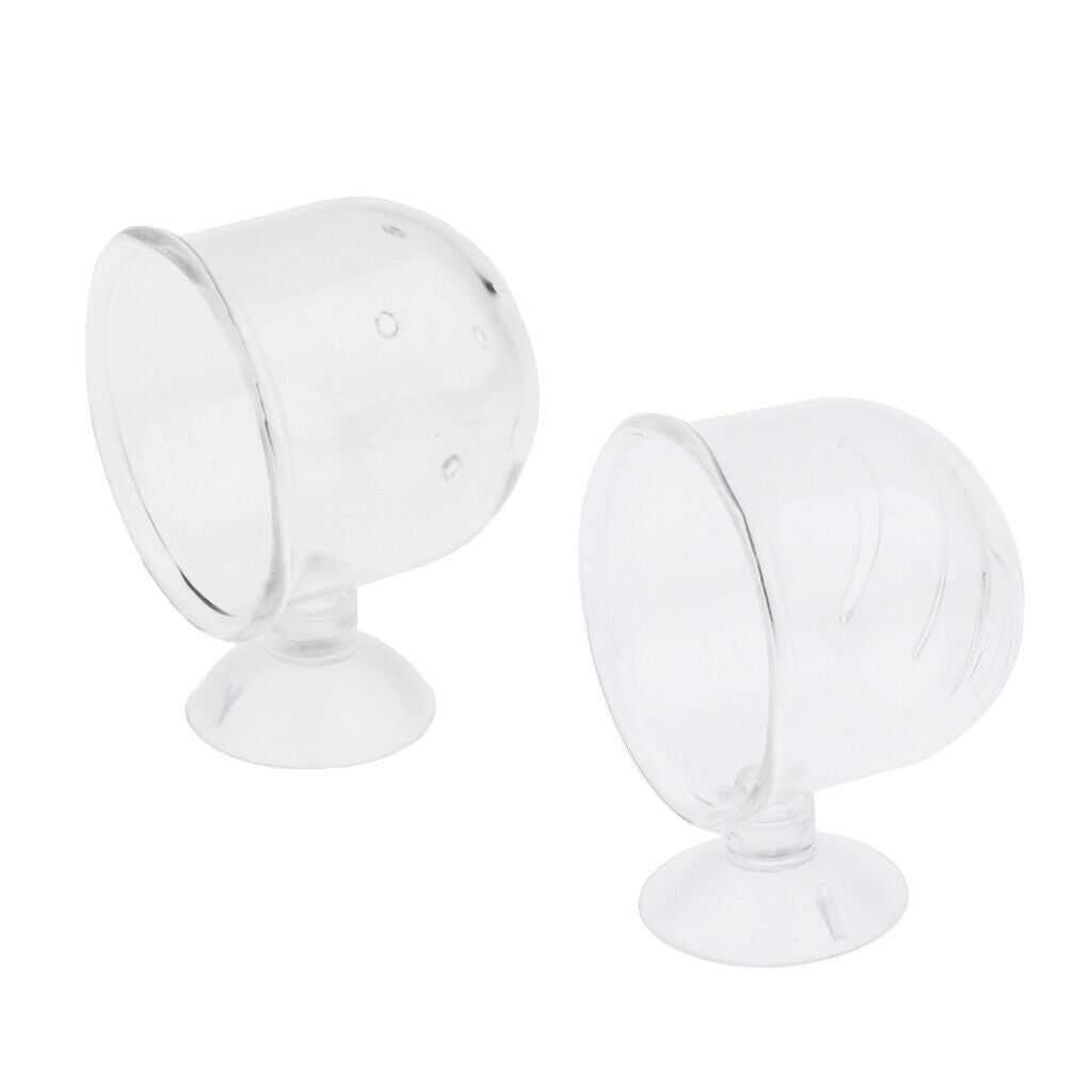 Set Of 2,Glass Pot Plant Cup Holder Shrimp Aquarium Fish Tank Aquatic Feeder