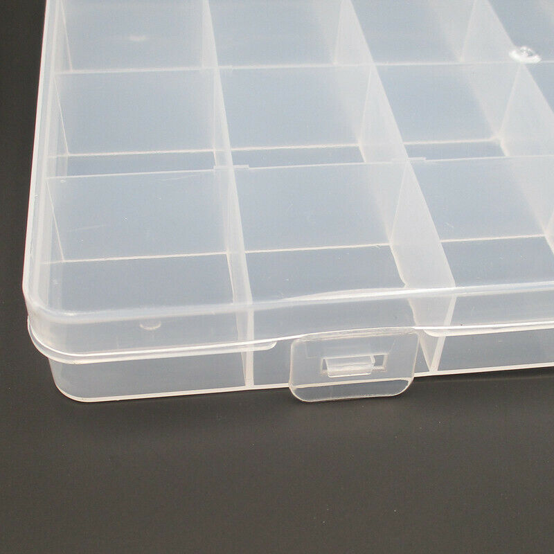 24 Grids Plastic Storage Box Transparent Organizer Beads Jewelry Coins Holder
