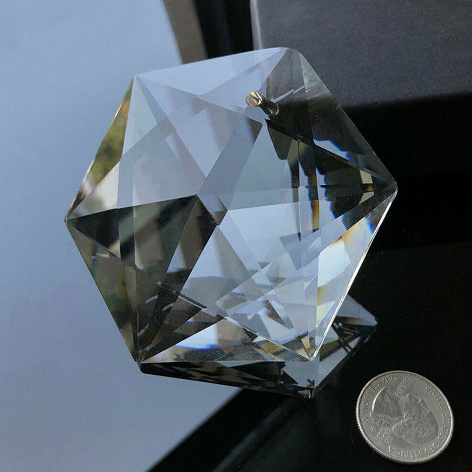 100MM Clear Glass Crystal Large Hexagram Prisms Pendant Suncatcher Fashion