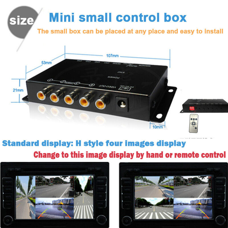 4-Way Front/Rear/Right/Left Parking View Camera Video Switch Combine Control Box