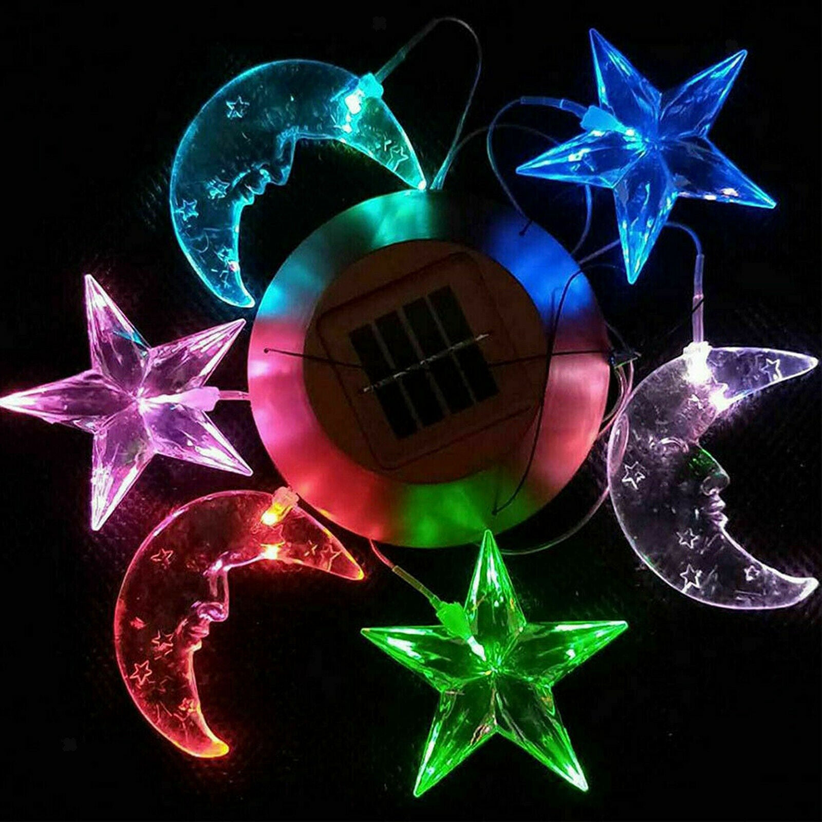 LED Moon & Star Solar Wind Chimes Light Memorial for Garden Patio Party Home