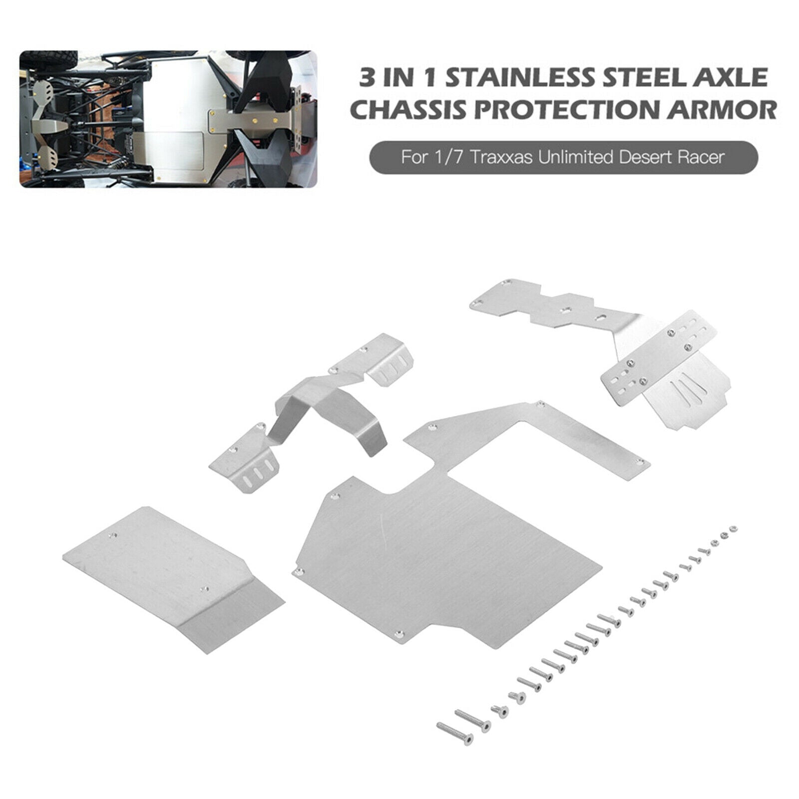 3x Chassis Armor Set Compatible with  UDR RC Crawler Buggy Trucks