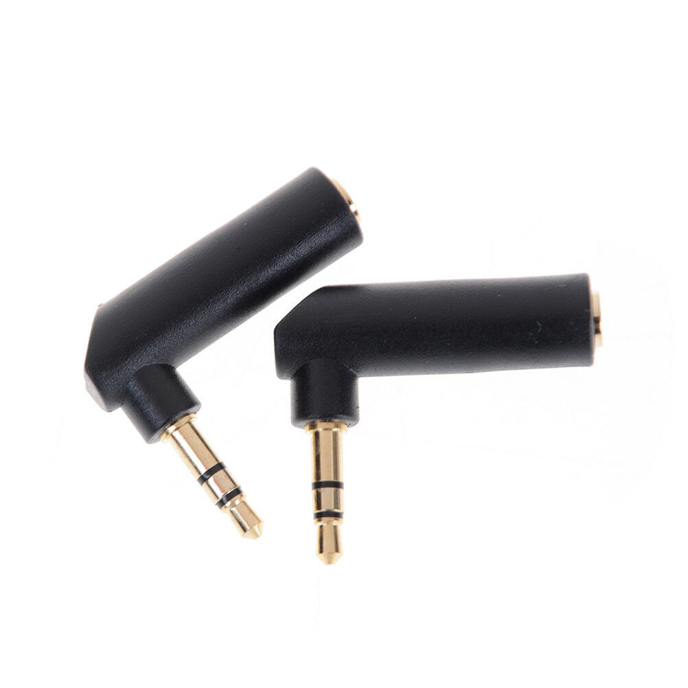 2pcs L Shape 3.5mm Right Angle Female to 3.5mm Male Plug Adapter Connector.l8