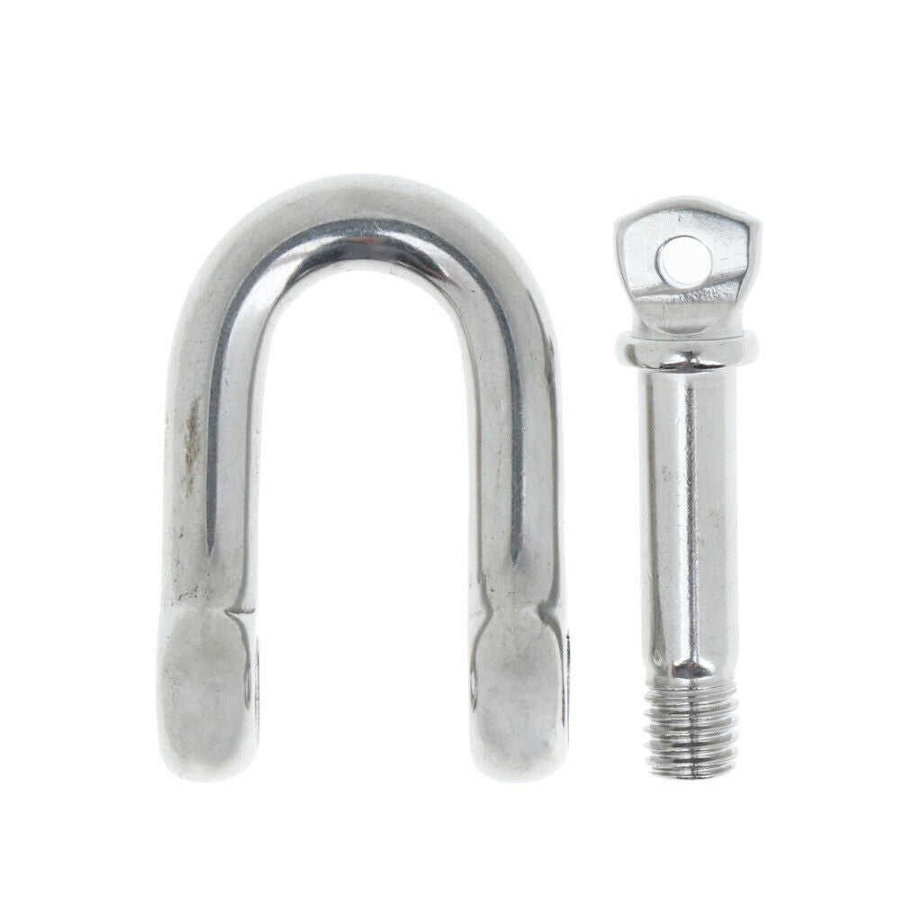 6pcs M8 Stainless Steel Screw Pin Anchor Bow Shackle- Marine Graded, Rustproof