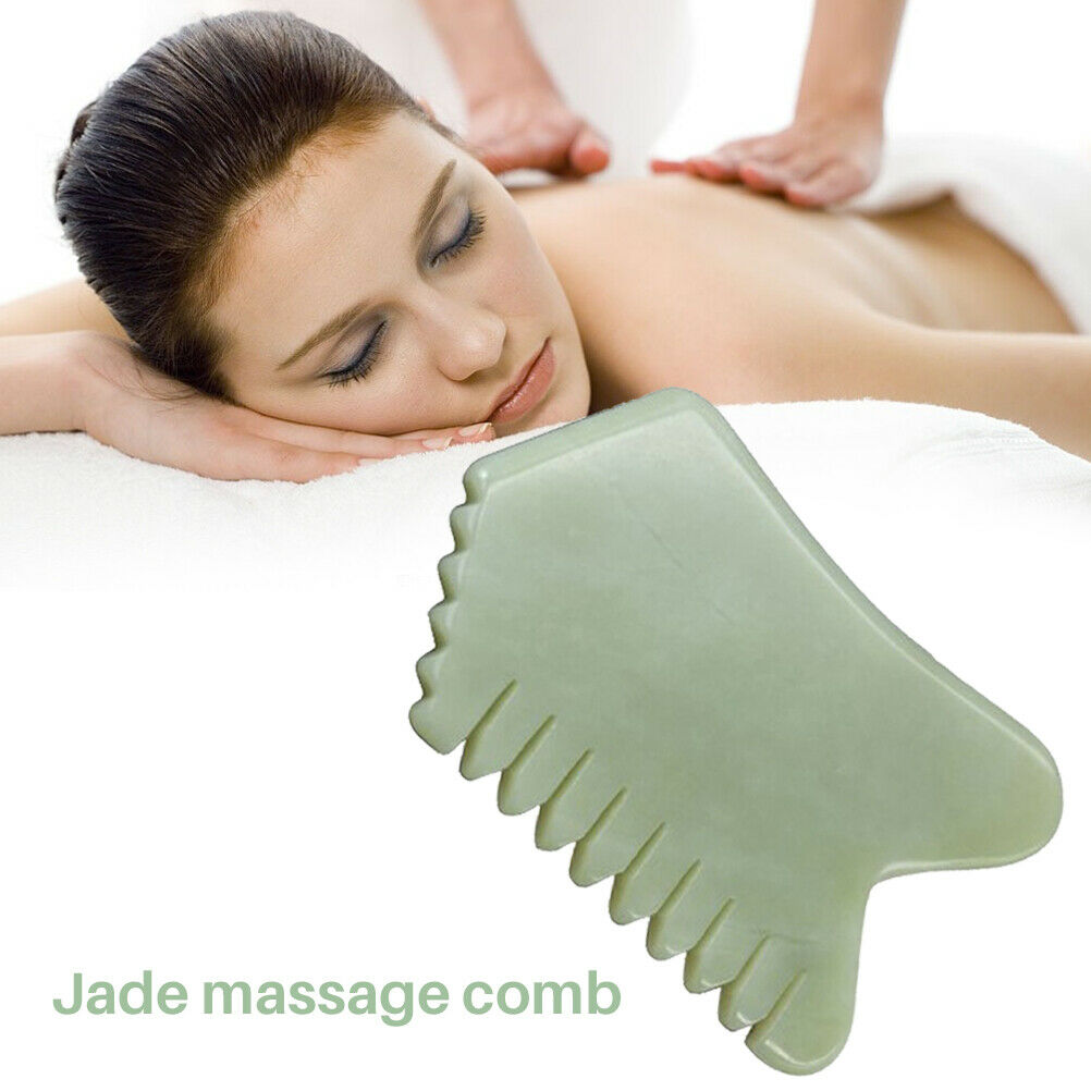 1Pcs Guasha Bod Comb Natural Jade Facial Body Scraping SPA Massage Stone Tool