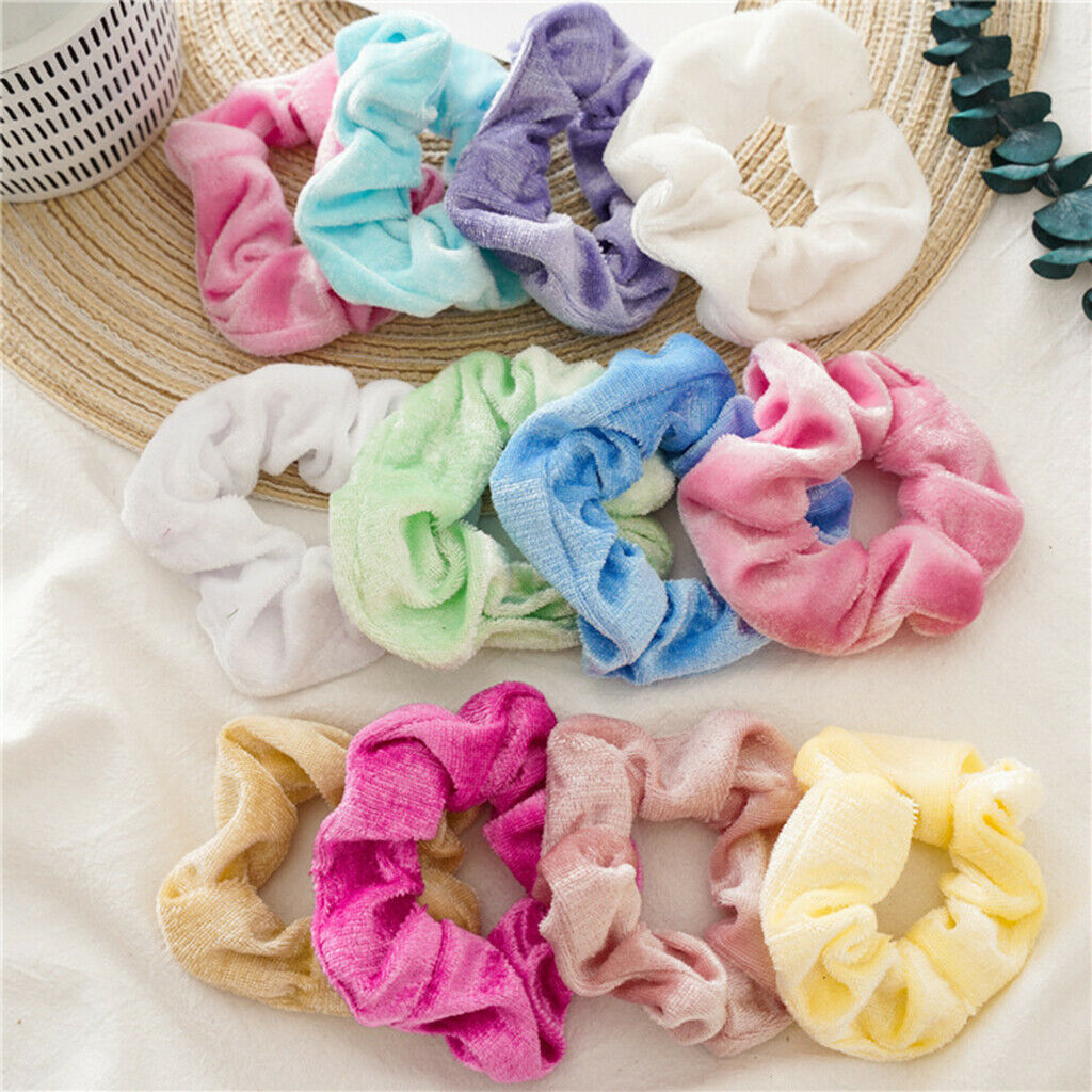 12 Pieces of Velvet Hair Ties, Pigtail Ties, Pigtail Ties, Soft, Comfortable