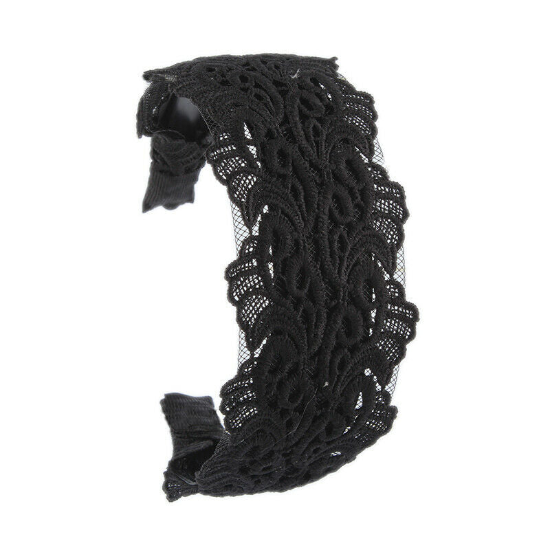 Women Girl Embroidery Headband Black Lace Hairband Fabric HeadWrap Accessorie HN