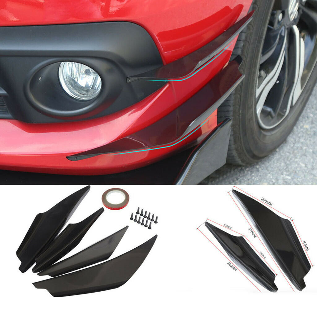 1Set/4Pcs General Fit Car Auto Front Bumper Lip Splitter Fins Body Spoiler