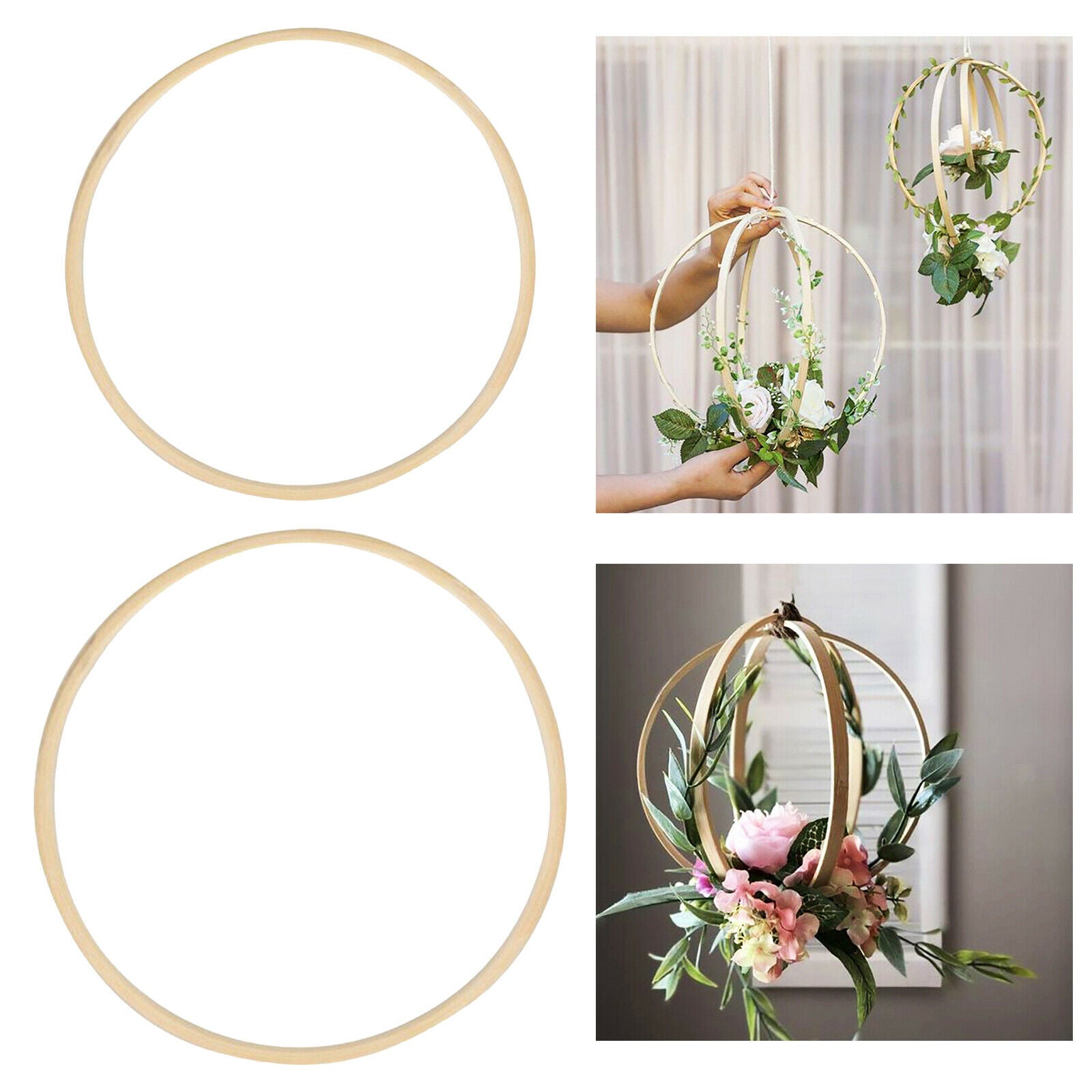2Pcs Embroidery Hoops Macrame Ring Frame DIY Dream Catcher Hanging Wedding