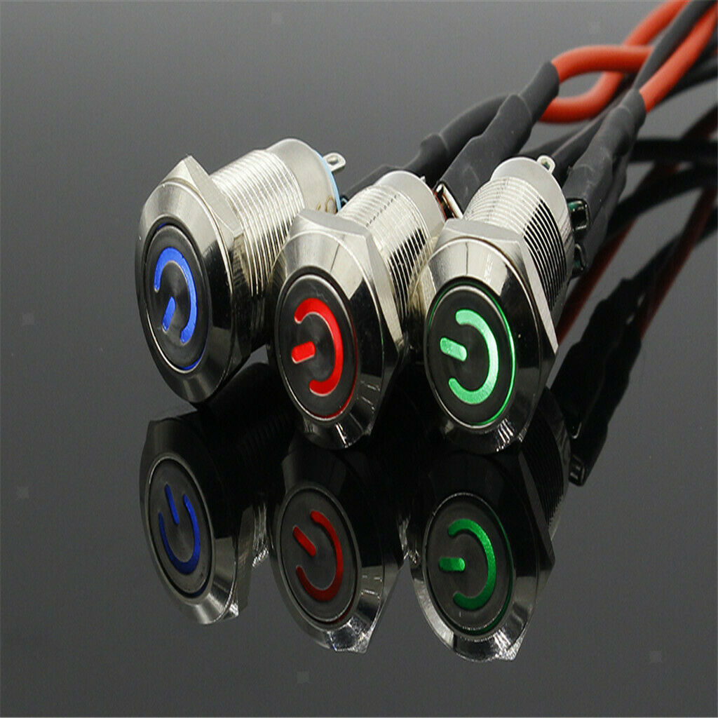 16mm Waterproof Momentary Push Button Switch Made of Aluminum Alloy 12V 3A 1pcs.