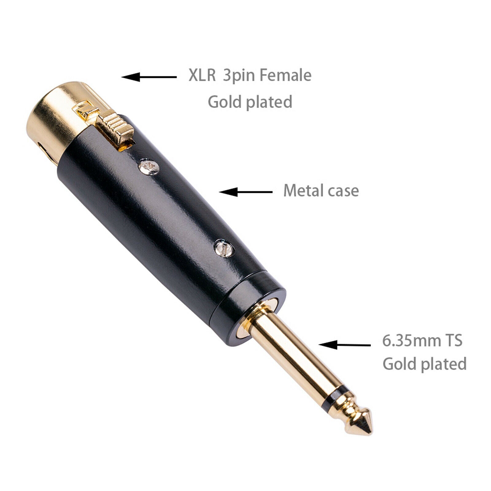 to 1/4 6.35mm Male Plug Mono Mic Connector Gender Changer Connector