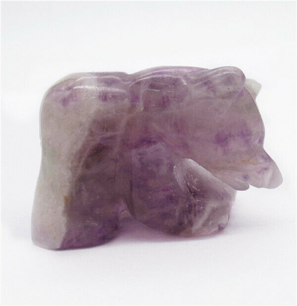 38x25x16mm Natural Purple Amethyst Carved Bear Decoration Statue Decor HH7748