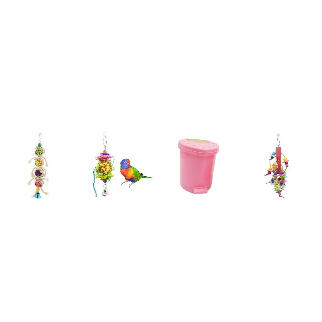 4Pieces Birds Parrots Chew Forgaing Toys w/ Bell Birds Macaws Birds Conures