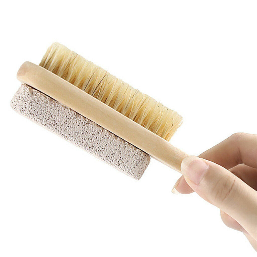 Wooden Handle Foot Stone Callus Brush Dead Skin Pumice Scrubber Foot Care