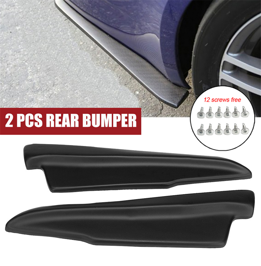 Pair Matt black Rear Bumper Splitters Aprons (Left & Right) Lip Spoiler Cap
