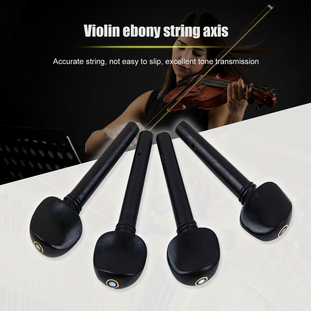 4pcs Ebony Violin Tuning Pegs Tuners with End Pin Fiddle Strings Instrument @