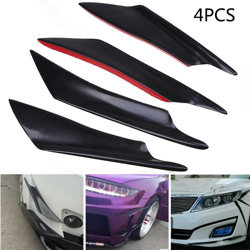 4Pcs Car Front Bumper Fins Splitter Lips Diffuser Canards Carbon Fiber Universal