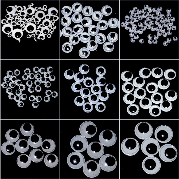 700pc Wiggle Wiggly Googly Eyes Self Adhesive Black 7 Sizes 4-12mm Crafts