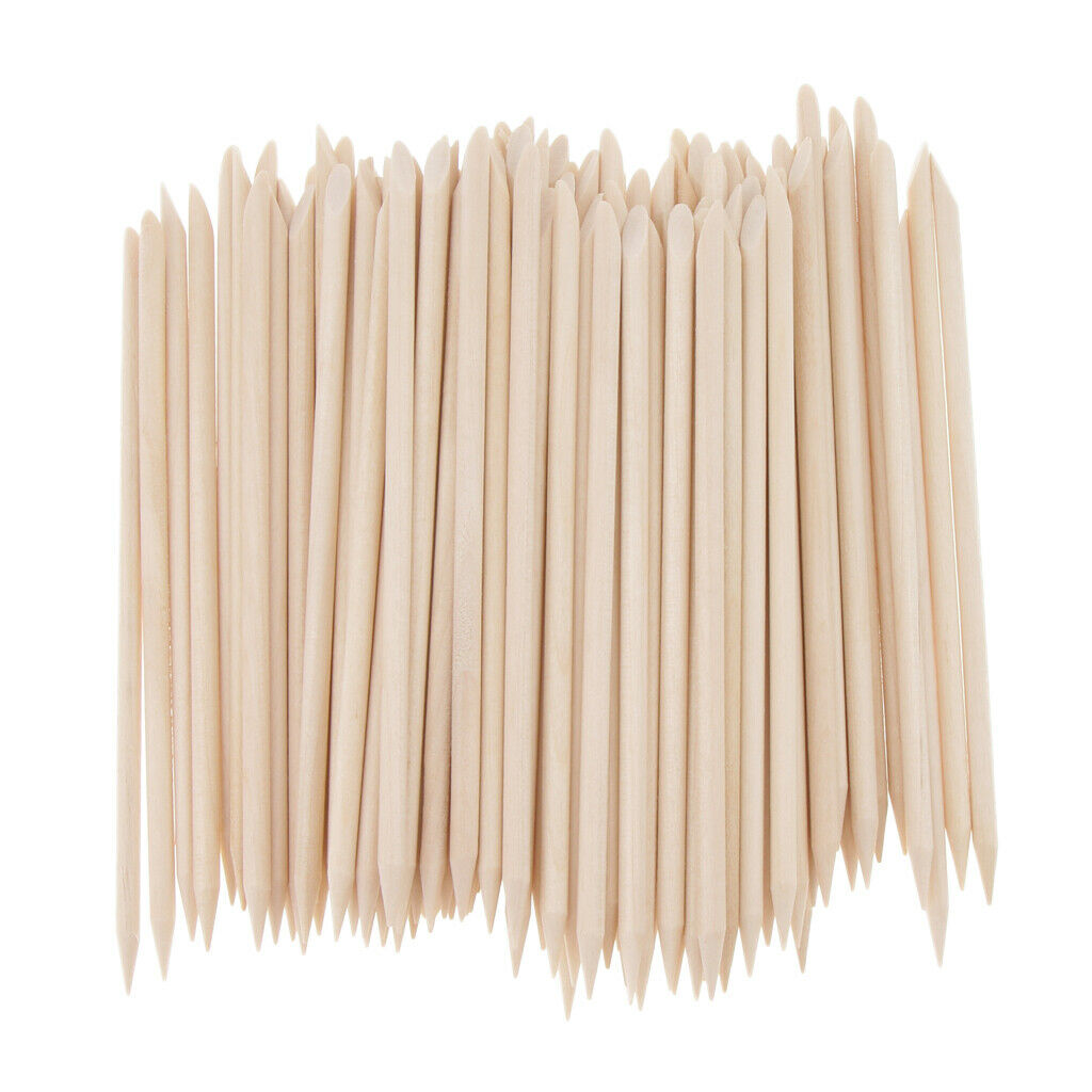 100 Pieces Nail Art Orange Wood Sticks Cuticle Pusher Remover Manicure Tool